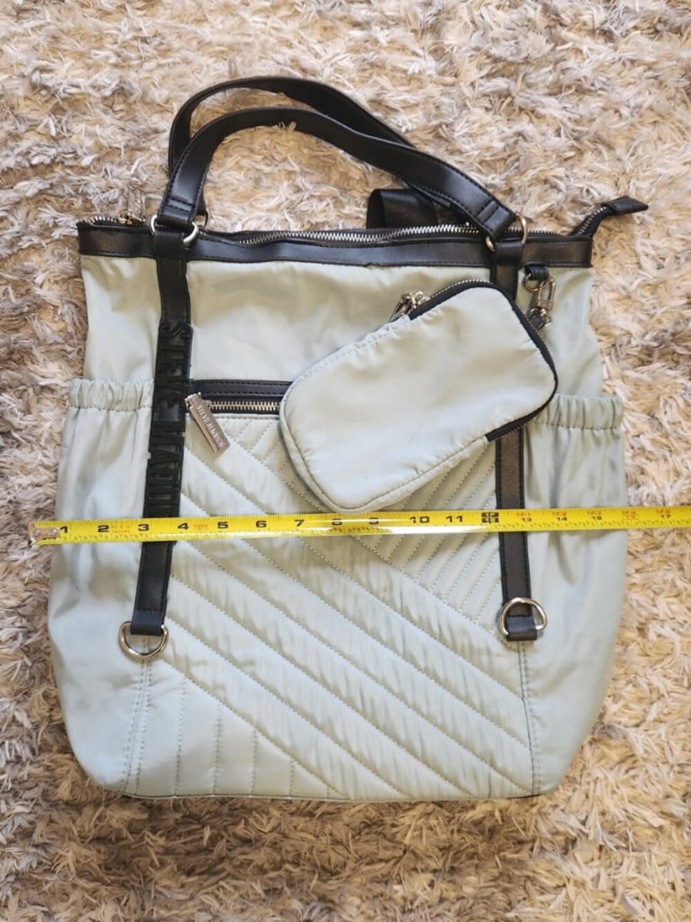 Steve Madden Quilted Nylon Tote/ Adjustable Strap Backpacks/ Detachable Pouch